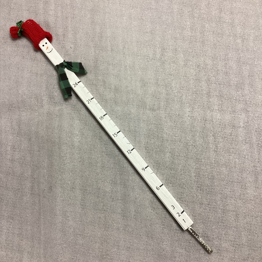 Handcrafted Festive Snowman Snowfall Measuring Yard Stick Decor